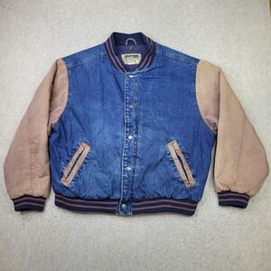 Famous Brand Colorado Mens XL Cowboy Western Denim Varsity Jacket Washout